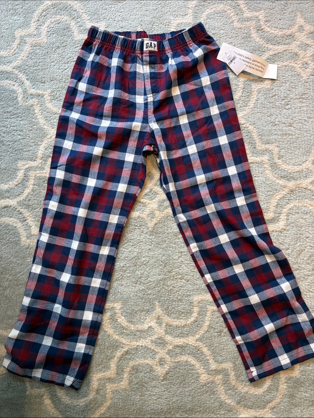 GAP Red, Blue & White Plaid boys Lounge Pants size 10. NWT